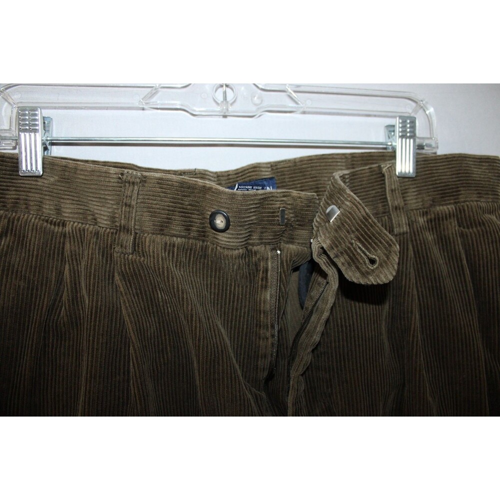 Chereskin Pleated Corduroy Pants Mens 36 x 30 Brown 100% Cotton Cuff Hem - Picture 16 of 16